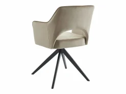 Vente-unique Silla giratoria con reposabrazos de terciopelo y metal negro - - KONYA Beige Outlet
