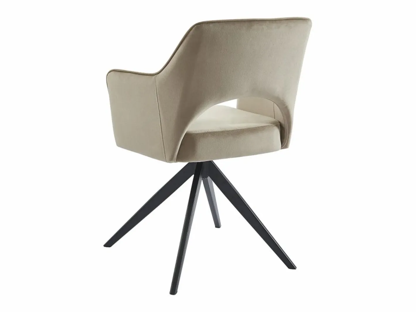 Vente-unique Silla giratoria con reposabrazos de terciopelo y metal negro - - KONYA Beige Outlet