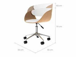 Silla giratoria de madera y PU con ruedas - Adelmar^Rendez-Vous Déco