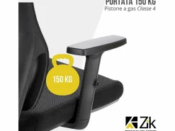 Silla giratoria de oficina ergonómica con reposabrazos, reposacabezas y soporte lumbar, ajustable, silla de escritorio de tela, - ZIK Negro Sale