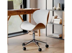 Rendez-Vous Déco Silla giratoria de oficina en piel sintética blanca 79-91cm - Baudoin Blanco Sale