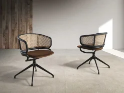 Angel Cerda Silla giratoria rattan y terciopelo marrón 4129 Marru00f3n Best