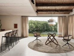 Angel Cerda Silla giratoria rattan y terciopelo marrón 4129 Marru00f3n Best