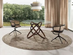 Angel Cerda Silla giratoria rattan y terciopelo marrón 4129 Marru00f3n Best