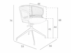 Angel Cerda Silla giratoria rattan y terciopelo marrón 4129 Marru00f3n Best