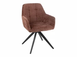 Silla LOUNA con reposabrazos – Tejido suave y patas de acero negro-Color Marrón^Les Tendances Outlet