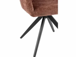 Silla LOUNA con reposabrazos – Tejido suave y patas de acero negro-Color Marrón^Les Tendances Outlet