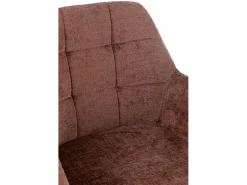 Silla LOUNA con reposabrazos – Tejido suave y patas de acero negro-Color Marrón^Les Tendances Outlet