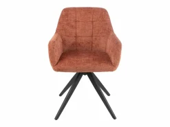 Silla LOUNA con reposabrazos – Tejido suave y patas de acero negro-Color Marrón^Les Tendances Outlet