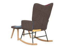 Sillón Balancín|Silla mecedora con reposapiés tela patchwork ES47054