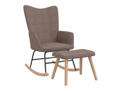 Silla mecedora con reposapiés tela gris taupe ES44386 Topo Best