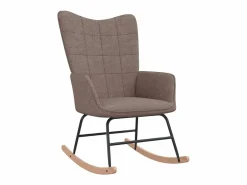 Silla mecedora con reposapiés tela gris taupe ES44386 Topo Best