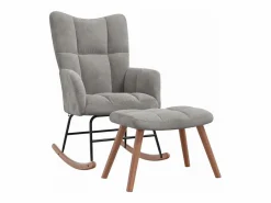 Silla mecedora con reposapiés terciopelo claro^vidaxl Outlet