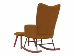 Sillón Balancín|Silla mecedora con reposapiés terciopelo marrón ES43614