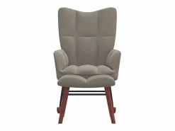 Silla mecedora con reposapiés terciopelo claro ES37237 Gris Online