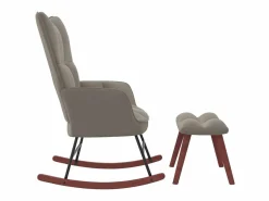 Silla mecedora con reposapiés terciopelo claro ES37237 Gris Online