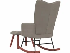 Silla mecedora con reposapiés terciopelo claro ES37237 Gris Online