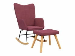 vidaxl Silla mecedora con reposapiés tela tinto Rojo Sale