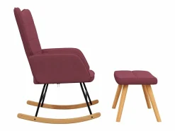 vidaxl Silla mecedora con reposapiés tela tinto Rojo Sale
