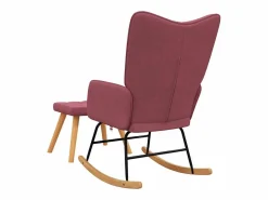 vidaxl Silla mecedora con reposapiés tela tinto Rojo Sale