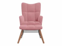 vidaxl Silla mecedora con reposapiés terciopelo Rosa New