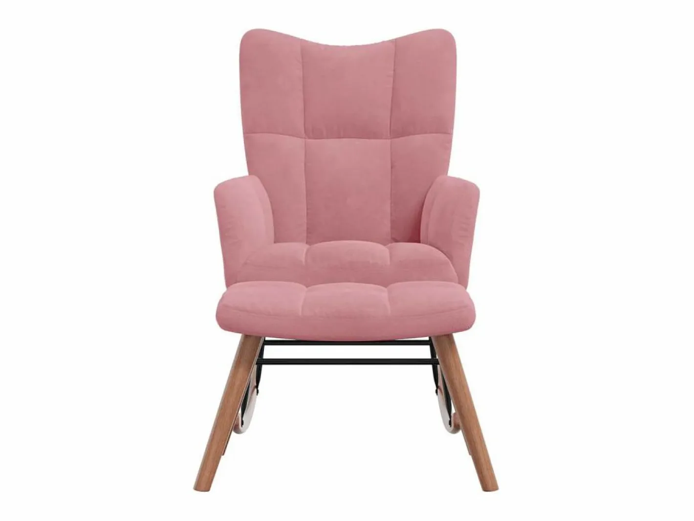 vidaxl Silla mecedora con reposapiés terciopelo Rosa New