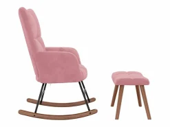 vidaxl Silla mecedora con reposapiés terciopelo Rosa New