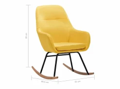 Silla mecedora de tela amarilla mostaza^vidaxl