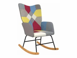 Silla mecedora de tela Patchwork^vidaxl Hot