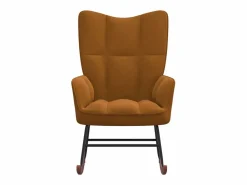 Sillón Balancín|Silla mecedora de terciopelo marrón ES33120