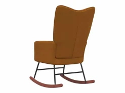 Sillón Balancín|Silla mecedora de terciopelo marrón ES33120