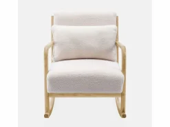 Sweeek Sillón Balancín|Silla mecedora estilo escandinavo con borreguito