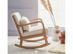 Sweeek Sillón Balancín|Silla mecedora estilo escandinavo con borreguito