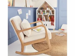 Sweeek Sillón Balancín|Silla mecedora estilo escandinavo con borreguito