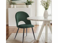 Silla moderna de terciopelo y acolchada para salón-comedor y cocina Zarda - oscuro^AHD Hot