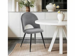 Silla moderna de terciopelo y acolchada para salón-comedor y cocina Zarda -^AHD New