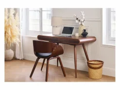 Silla negra y madera oscura nogal BENT^Miliboo