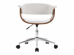 Silla oficina giratoria madera curvada cuero sintético blanco ES761955^ Discount