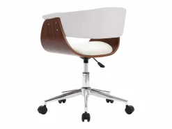Silla oficina giratoria madera curvada cuero sintético blanco ES761955^ Discount