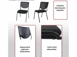 Silla para visitas H401 Apilable (juego de 4), asiento , pies s^MCW