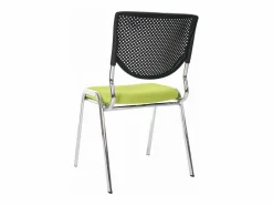 MCW Silla para visitas H401 Apilable (juego de 4), asiento verde, patas cromadas Verde / Plateado Clearance