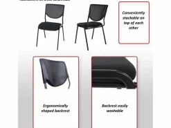 MCW Silla para visitas H401 Apilable (juego de 4), asiento verde, patas cromadas Verde / Plateado Clearance