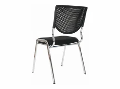 Silla para visitas H401 Apilable (juego de 4), asiento negro, patas cromadas^MCW Clearance