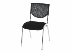 Silla para visitas H401 Apilable (juego de 4), asiento negro, patas cromadas^MCW Clearance
