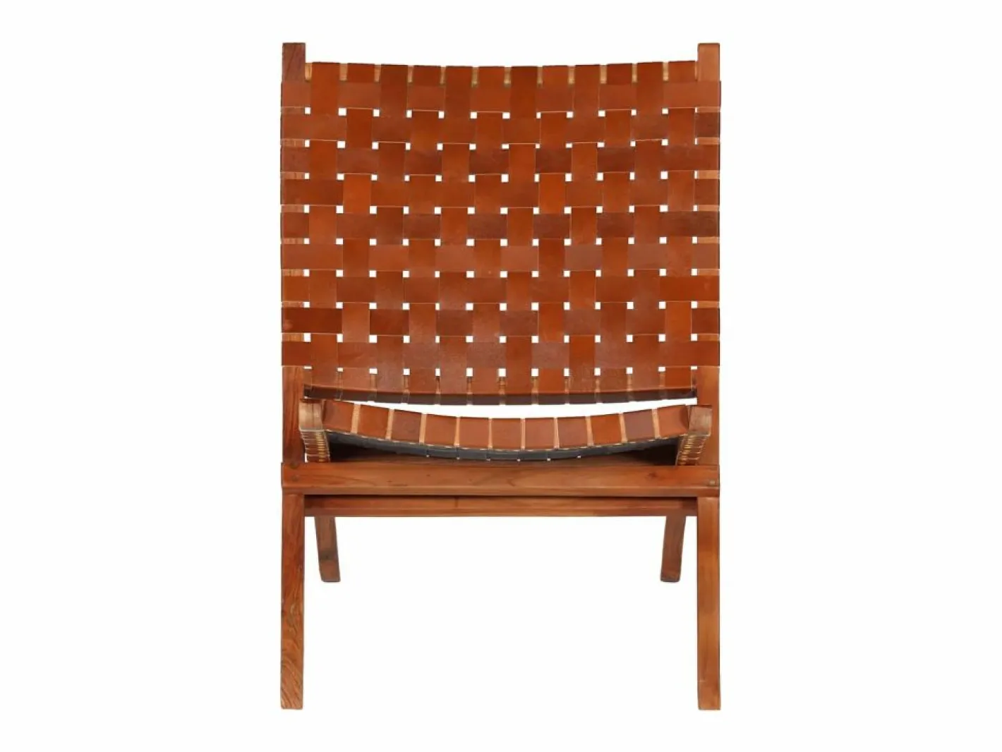 vidaxl Silla plegable con rayas cruzadas cuero auténtico marrón Marru00f3n Best