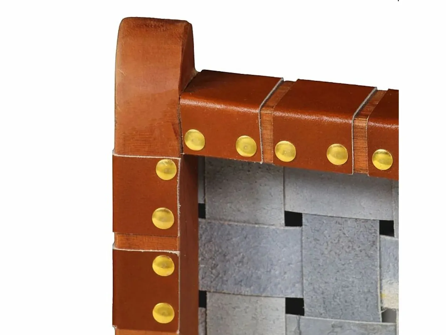 vidaxl Silla plegable con rayas cruzadas cuero auténtico marrón Marru00f3n Best