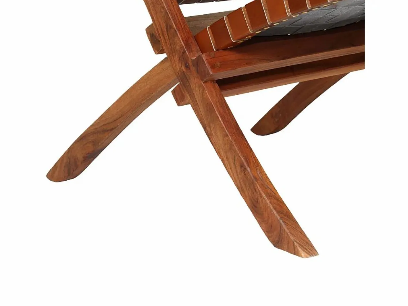 vidaxl Silla plegable con rayas cruzadas cuero auténtico marrón Marru00f3n Best