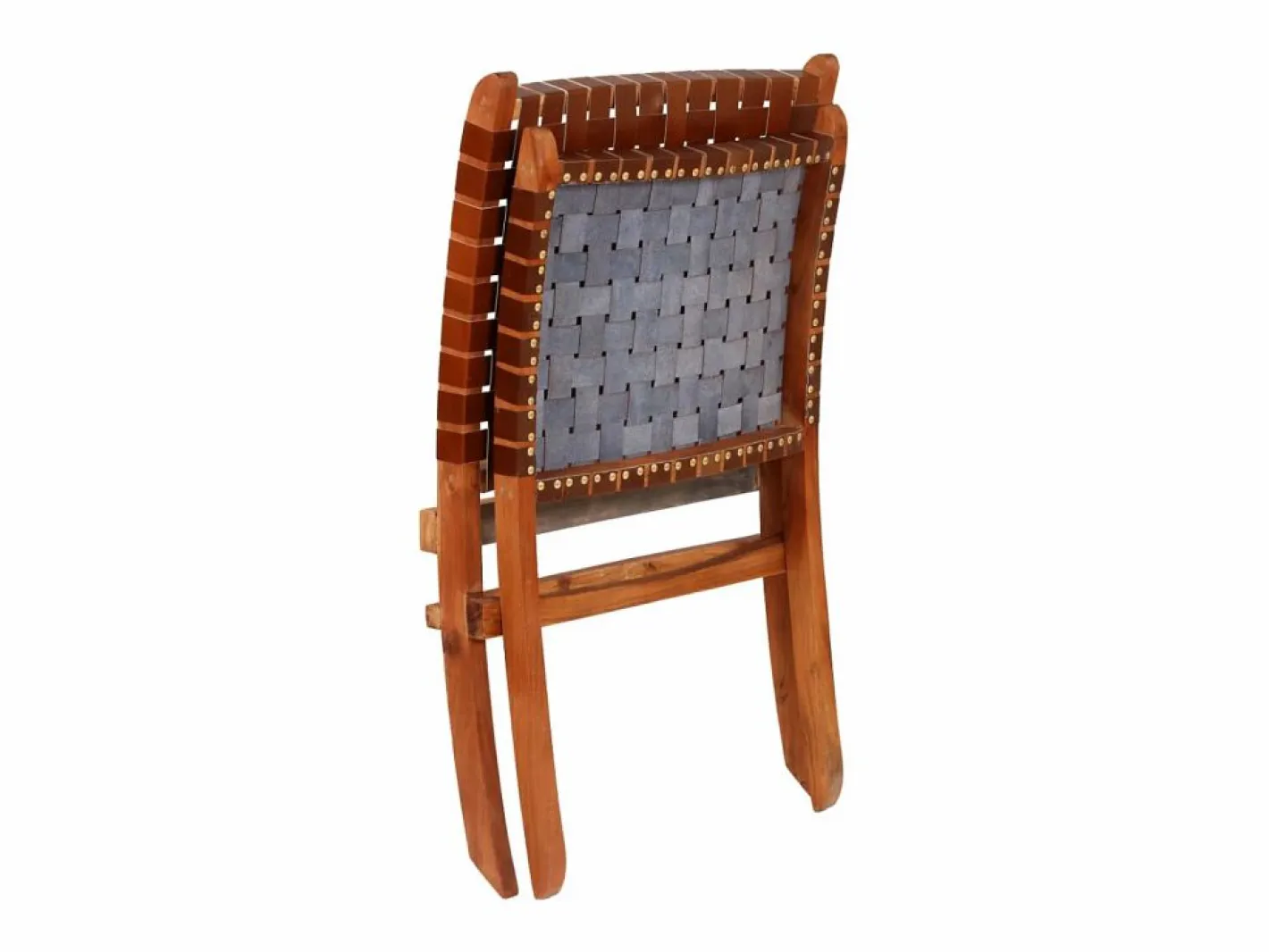 vidaxl Silla plegable con rayas cruzadas cuero auténtico marrón Marru00f3n Best