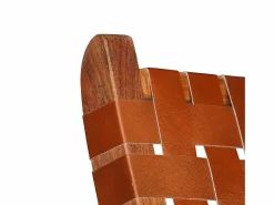 Silla plegable de tiras cruzadas de cuero auténtico marrón^Clicnbuy New