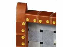 Silla plegable de tiras cruzadas de cuero auténtico marrón^Clicnbuy New